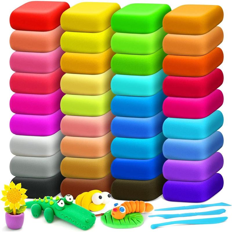 Air Dry Clay 24 Colors, Modeling Clay for Kids, DIY Molding Magic Clay, Gift for Kids Boys Girls