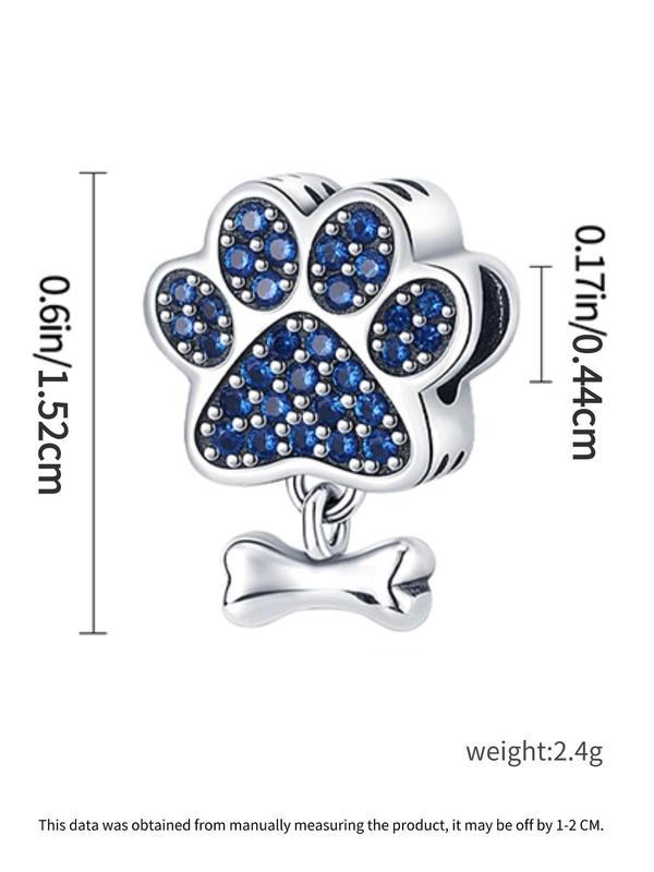 Puppy Paw Design Rhinestone Decorated Bead Charm, with Cute Bowknot Pendant, Diy Jewelry Making Supplies for Women & Girls, Perfect for Bracelet & Necklace