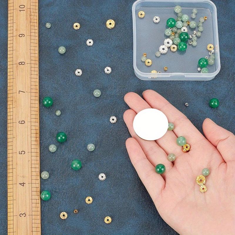 1 Box 280 Pcs Green Aventurine Gemstone Beads for Jewelry Making, 4mm 6mm 8mm Round Gemstone Beads with Crystal Strings for DIY Bracelet Necklace Jewelry Making