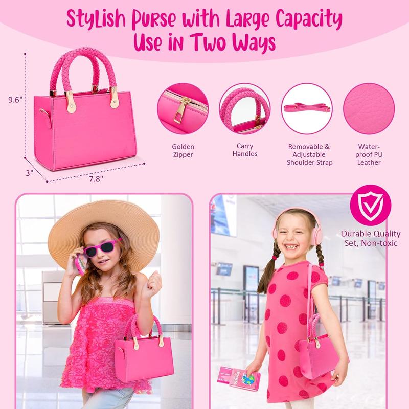 Christmas gift Little Girl Purse with Pretend Makeup for Toddlers, 49PCS Kids Play Purse Set - Princess Toy Accessories, Pretend Play Headset Wallet Phones Sunglasses Keys Credit Cards Birthday Gift for Girls Age 3+