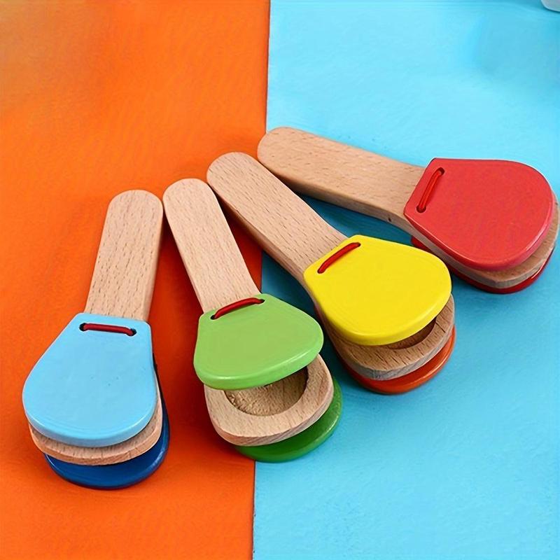 Random Color Wooden Percussion Handle, 1 Count Colorful Castanets, Musical Instrument for Teenager, Music Toys for Teenager, Creative Gifts, Christmas Gift