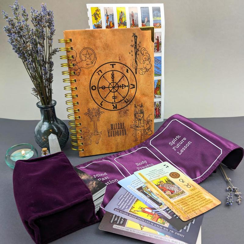 Tarot Learning Set for Beginners: Tarot Cards, Journal, Holder, and Guidebook - Purple