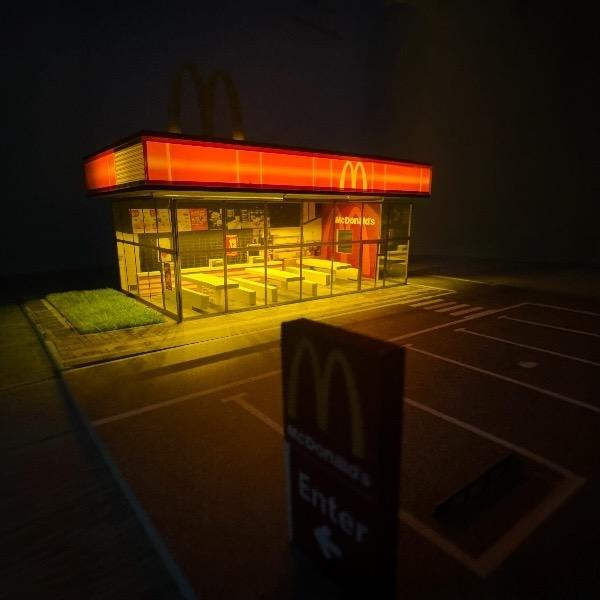 NEW limited edition McDonalds Diorama Hot Wheels Mini GT discast display with LED lighting 1:64