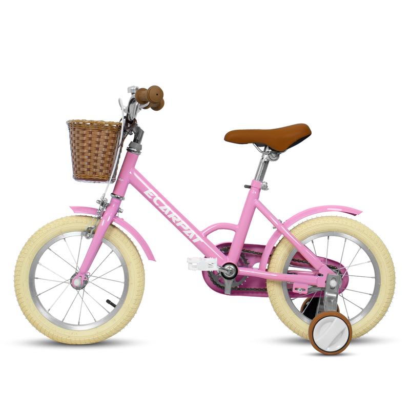 Ecarpat Kids'Bike Girls Bike 12 14 16 Inch Wheels,1-Speed Child Bicycles For 3-6 Years,With Removable Training Wheels Baby Toys,Front V Brake,Rear Holding Brake, Pink Purple Color