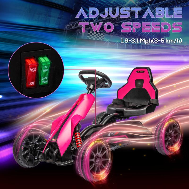 Aosom 12V Electric Go Kart for Kids, Outdoor Ride-On Toy with Forward Backward Drive & Adjustable Speed, Gift for Child 3-8 Years Old