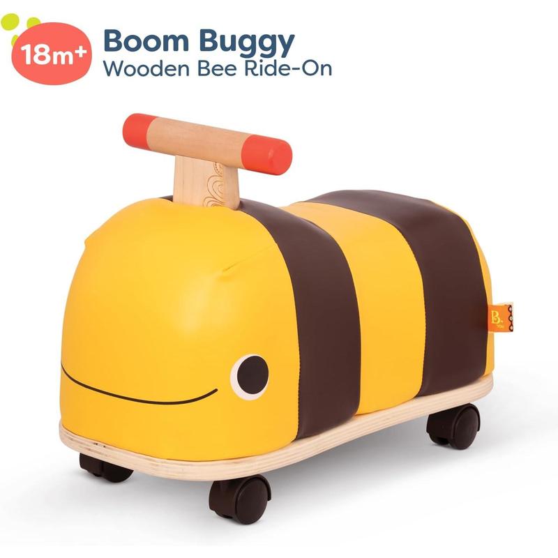 B. Toys- Boom Buggy- Ride On- Wooden Ride On For Toddlers – Handle & 4 Smooth Wheels – Push & Roll Bee – 18 Months +