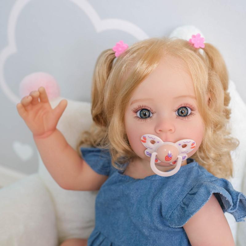 22 Inch Realistic Newborn Doll, Lifelike Reborn Teenager Doll, Soft Vinyl Doll with Clothes, Birth Certificate, Nursing Bottle, Doll Diaper