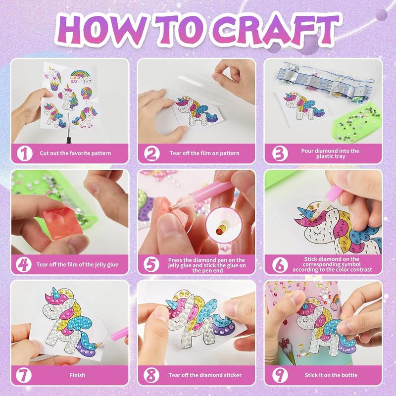 Christmas gift Decorate Your Own Water Bottle Kits for Girls Age 4-10, Mermaid Gem Diamond Painting Crafts, Arts and Crafts Kits Girls Kids Toys Birthday Gifts for Girls Age 4 5 6 7 8-13