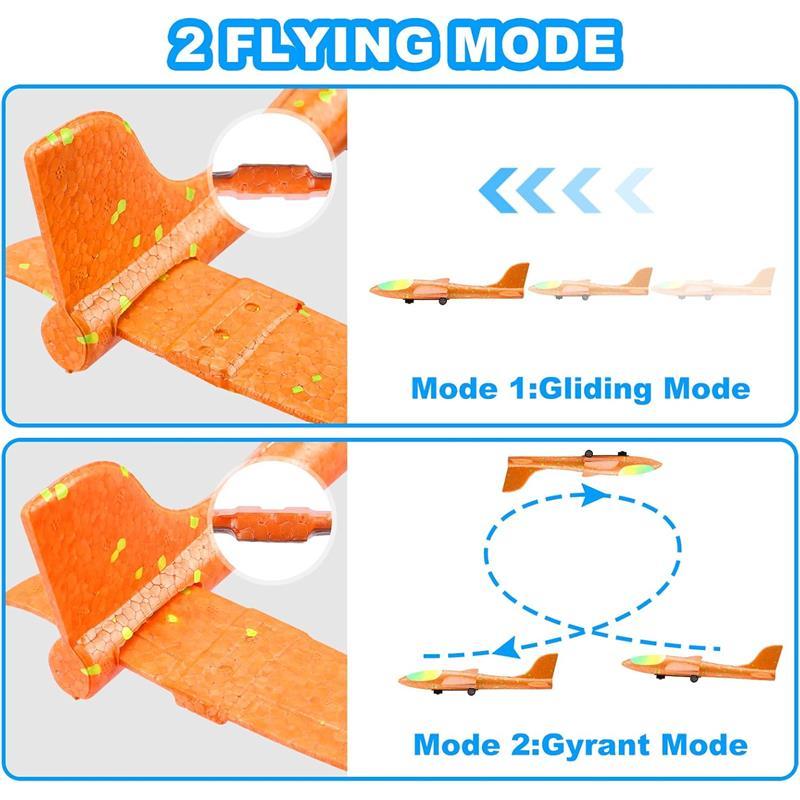 3 Pack Airplane Launcher Toys for Boys, 13.2'' LED Foam Glider Catapult Plane Toy with 2 Flight Modes, Ideal Birthday Gift for 4-12 Year Olds