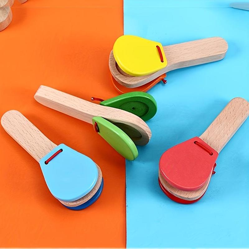 Random Color Wooden Percussion Handle, 1 Count Colorful Castanets, Musical Instrument for Teenager, Music Toys for Teenager, Creative Gifts, Christmas Gift