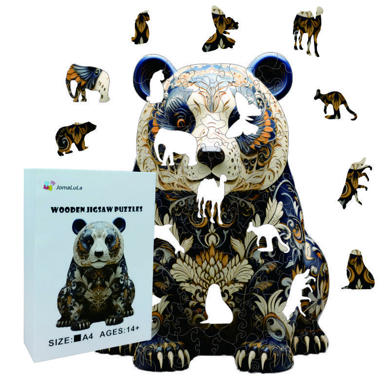 JomaLuLa Panda Wooden Jigsaw Puzzles Magic Puzzles, Unique Irregular Shaped Wooden Puzzles Make A Perfect Gift For Holiday Christmas, Birthday, Father's Day, Mother's Day, Halloween, Thanksgiving gifts