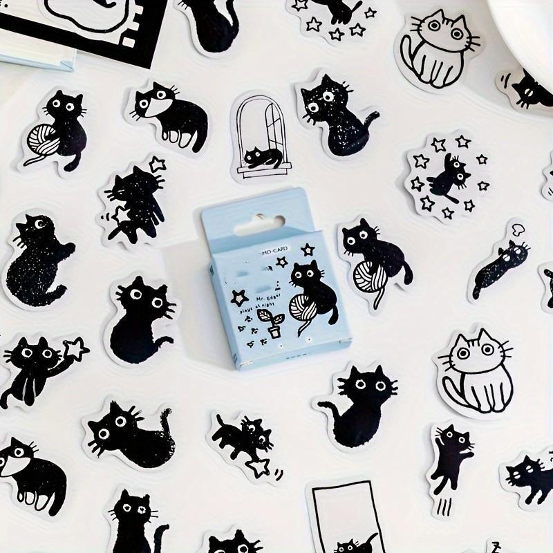 Cute Cartoon Cat Pattern Sticker, 45pcs Box Self Adhesive Decor Paper, DIY Decorative Sticker for Gift Greeting Card Water Bottle Laptop Phone, School Supplies 2024