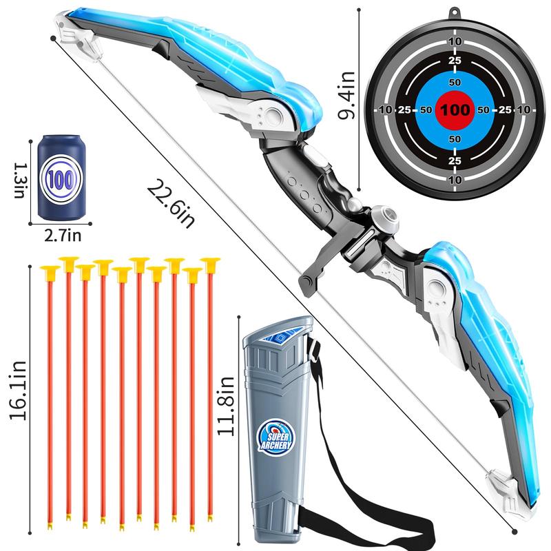 Bow and Arrow Set - LED Light Up Archery Toy Set with 10 Suction Cup Arrows, 4 Target & Quiver, Indoor and Outdoor Toys Archery  Toys Gifts for