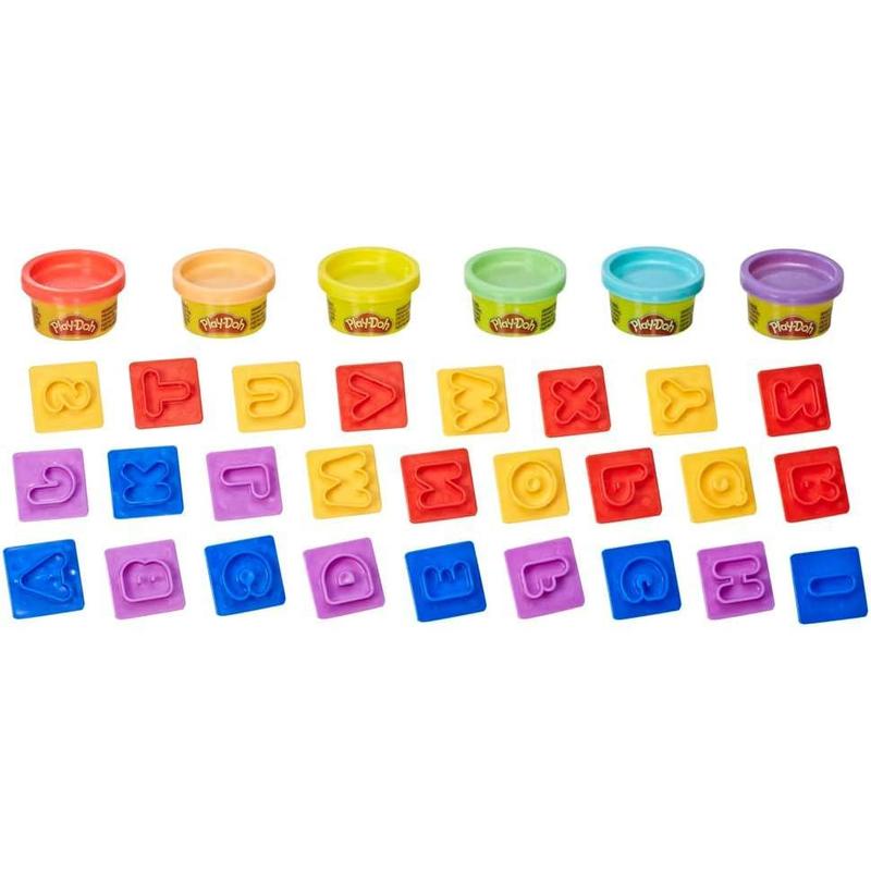 Play-Doh Fundamentals Letters with 26 Letter Stamper Tools, 6 Cans of Assort. Colors, Back to School Classroom Supplies, Kids Arts & Crafts, Preschool Toys, Ages 3+