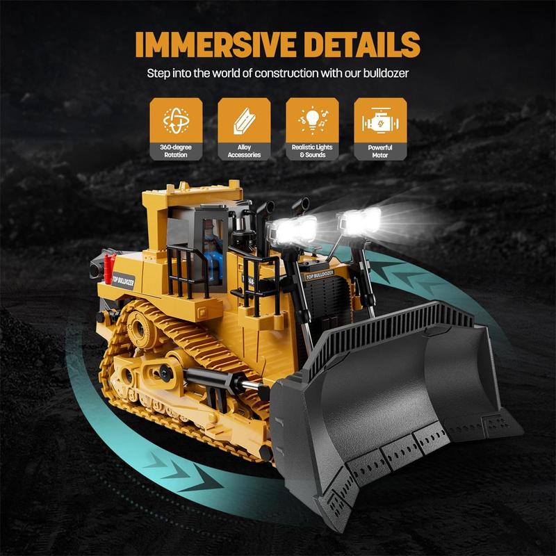 Remote Control Excavator Toy, 1 Box Realistic Remote Control Excavator Toy with Light & Sound, Track Type Tractor Toy, Ideal Gift for Kids, Toys for Adults