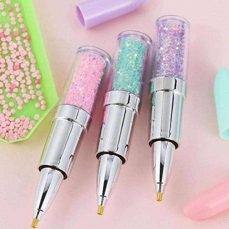 Lipstick Shape Diamond Art Colorful Painting Pen, 3 Counts DIY Diamond Art Colorful Painting Tool, DIY Accessories For Cross Stitch, Christmas, Christmas Gift