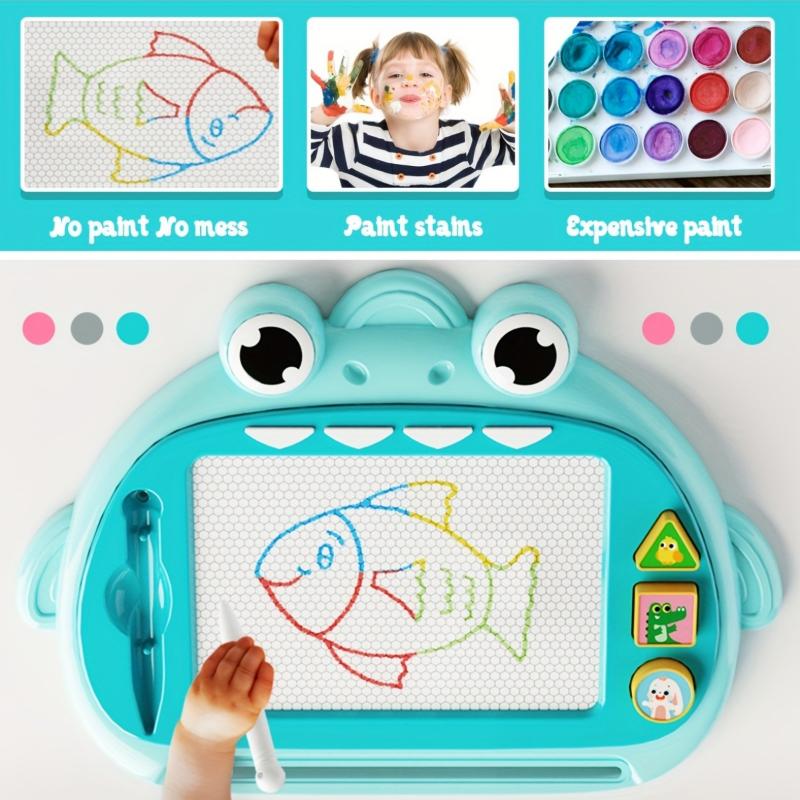 1pc Kids Magnetic Drawing Board with Stamps - Doodle Writing Board for Children, Educational Learning Toy, ABS Resin, Ideal Birthday, Christmas, Halloween Gift for Boys & Girls