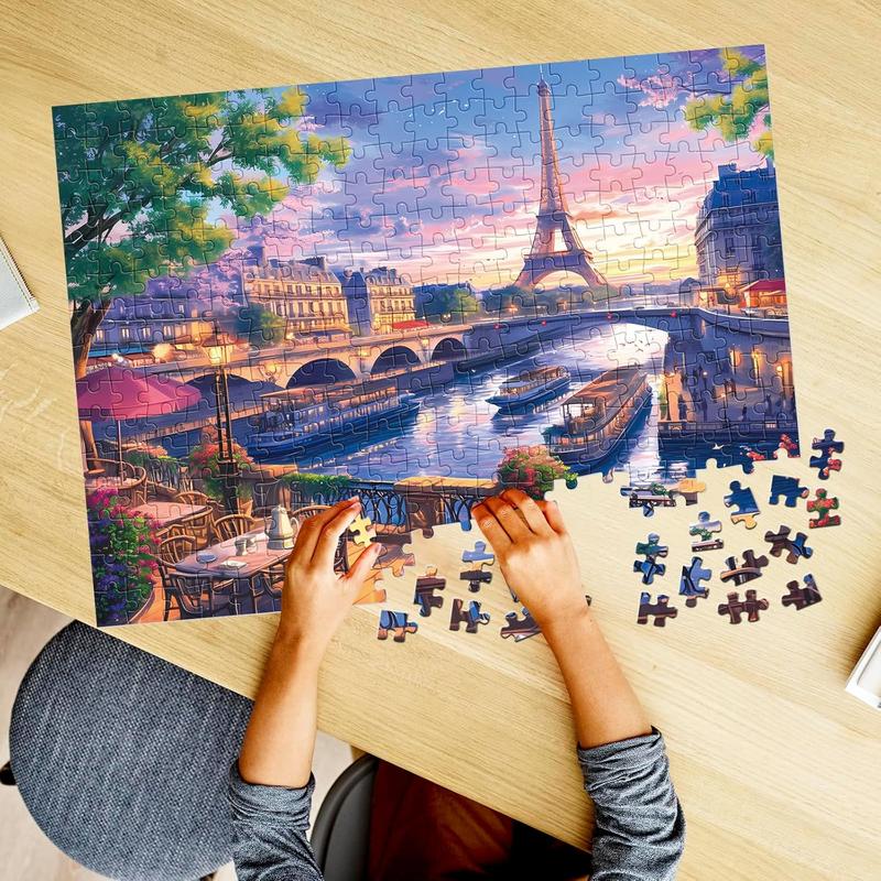 300 Piece Puzzle for Adults-Blooming Paris | Recycled Cardboar Jigsaw Puzzles 300 Pieces | Challenging Family Activity Great Gift Idea for Family Friends | Difficult Puzzles Size 20.5X 15 inches