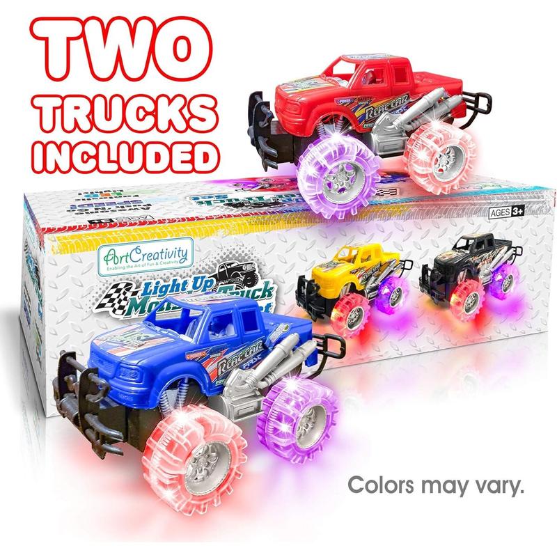 ArtCreativity Light Up Monster Trucks for Boys and Girls, Toy Truck Set of 2, Monster Trucks for Boys 3-6 Years Old, Toddler Monster Truck Toys, Light Up Trucks, Easter Gifts for Kids