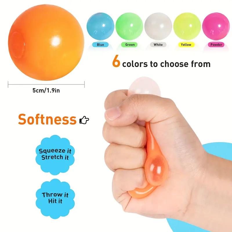 12 Pcs Sticky Balls Wall Ball Glow in the Dark Balls Squeeze Toys Fidget Toys, Sticky Balls for Ceiling, Stress Balls Ceiling Balls That Stick to The Ceiling Glowing Balls for Relax Toy Teens and Adults