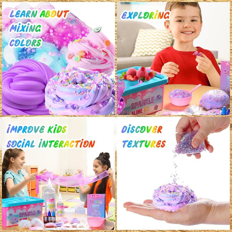 Christmas gift for kids Slime Kit Confetti Slime, Glimmer Crunchy Slime, Foam Slime, Jelly Cubes Slime, Stress Relief Toys, Party Favors for Kids