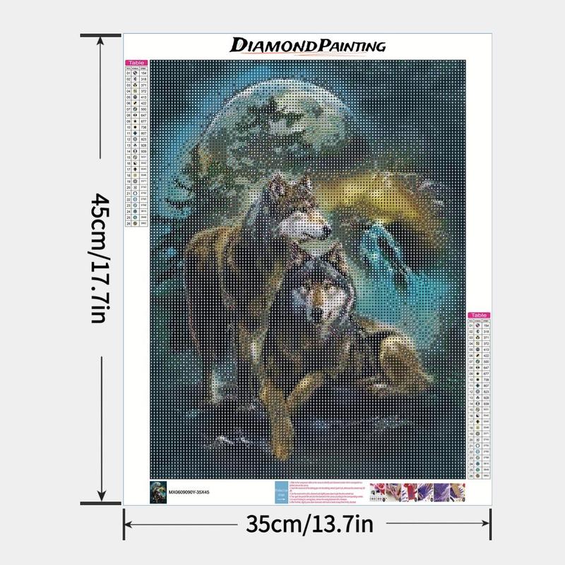 Wolf & Moon Pattern DIY Diamond Painting Kit Without Frame, 1 Count DIY Decorative Art Picture For Beginner, DIY Home Decor