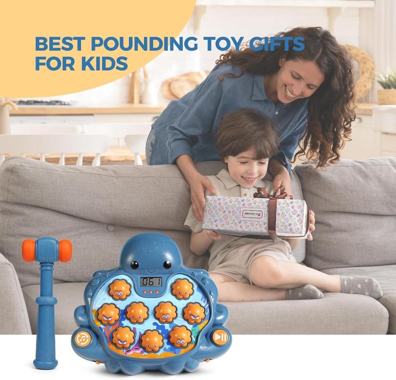 Exquisite gifts, Christmas gifts, birthday gifts，Blue Whack A Mole Game ，Interactive Educational Toys with Sound and Light,Developmental Toy,,Soft Hammers，