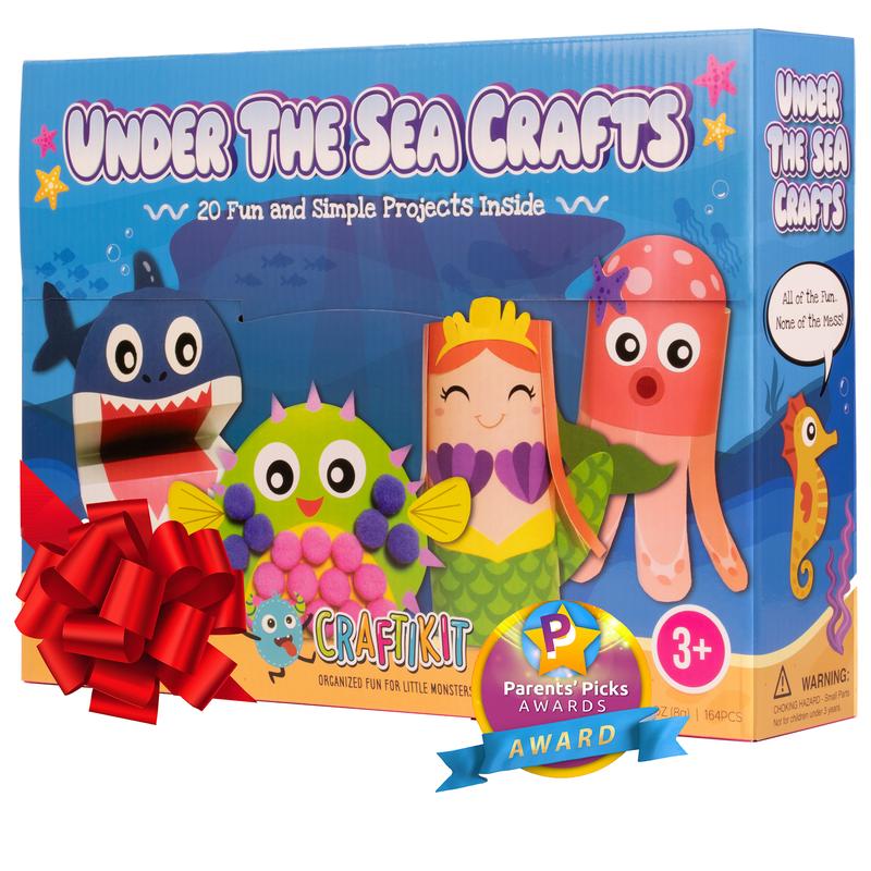 20 Crafts in a Box - Simple Under the Sea Mermaid Paper Crafts for Kids Ages 3-8 - Low Mess - Easy to complete crafts with little help