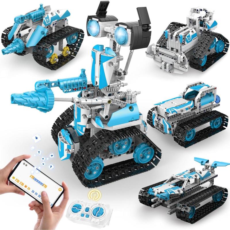 5 in 1 Robot Building Kit, Remote & App Control Educational Projects, 706Pcs DIY Tank & Garden Cars STEM Build Toys Sets for 8+ Years Old Boys and Girls