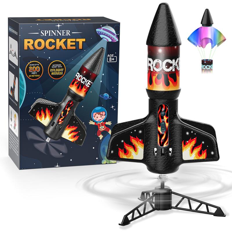 Rocket Launcher for Kids, Self Launching Motorized Air Rocket Toy, Outdoor Toys for Ages 8-12, Model Rockets with Parachute Safely Land, Launch up to 200 ft Birthday Gifts for Boys (Orange)