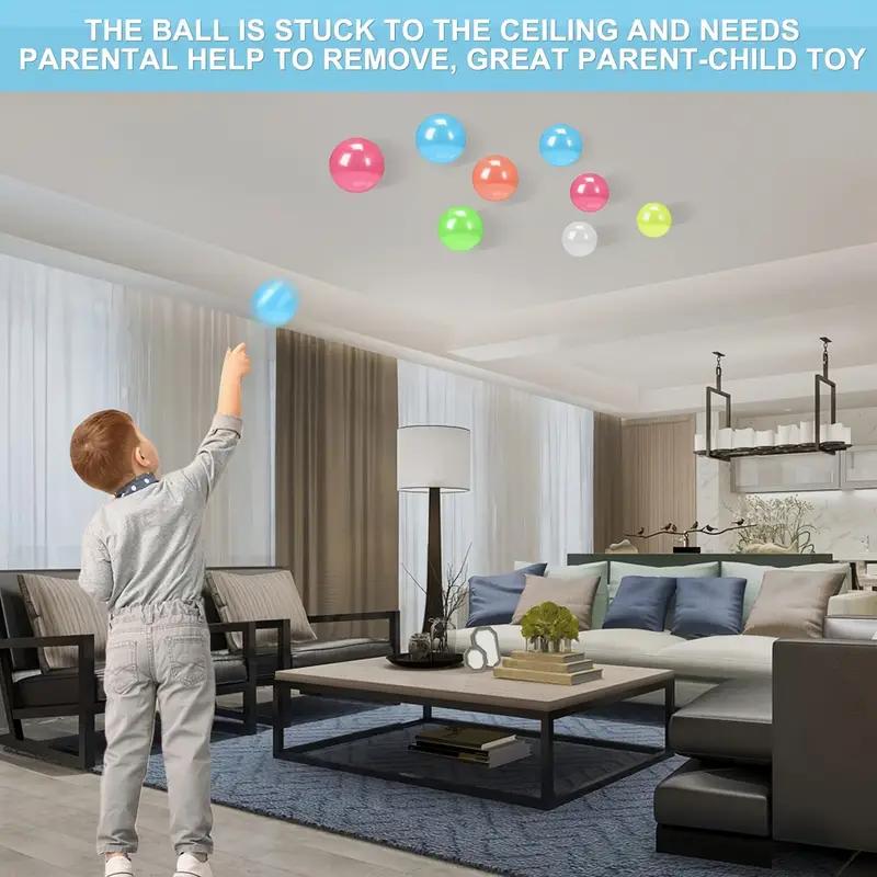 12 Pcs Sticky Balls Wall Ball Glow in the Dark Balls Squeeze Toys Fidget Toys, Sticky Balls for Ceiling, Stress Balls Ceiling Balls That Stick to The Ceiling Glowing Balls for Relax Toy Teens and Adults