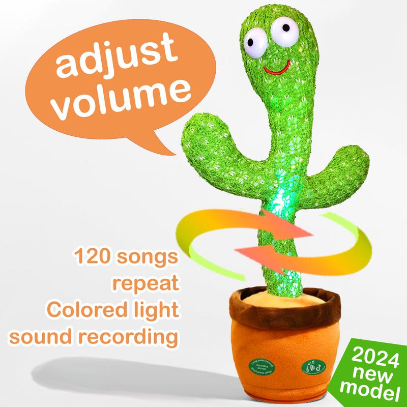 2024 Pbooo Dancing Cactus Mimicking Toy,Talking Repeat Singing Sunny Cactus Toy 120 Pcs Songs for boys and girls Christmas gift 15S Record Your Sound Sing+Dancing+Recording+LED talking cactustoy talking cactustoy musical toys talking toy Christmas gift