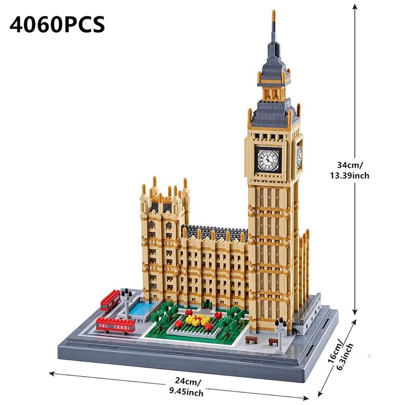 4060pcs set Model Elizabeth Tower Building Block Toy, Famous Building Toy for Kids, Birthday Gift for Kids & Adults