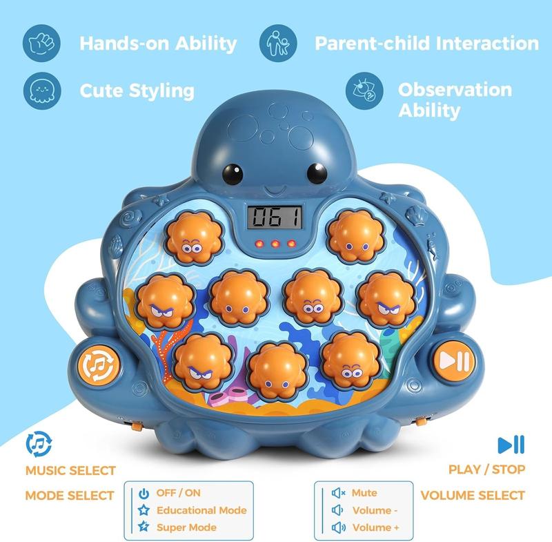 Exquisite gifts, Christmas gifts, birthday gifts，Blue Whack A Mole Game ，Interactive Educational Toys with Sound and Light,Developmental Toy,,Soft Hammers，