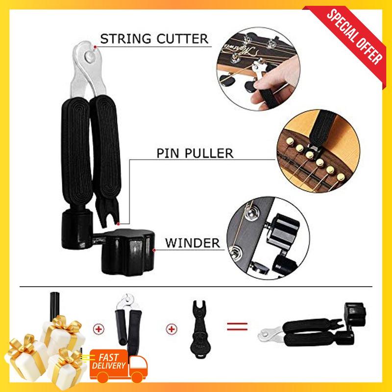 60PCS Acoustic Guitar Accessories Kit Including Guitar Strings, Tuner, Capo, 3-in-1 Restring Tool, Pick Holder, Bridge Pins, Nuts & Saddles, Finger Protector, Finger Picks, Fretboard Stickers