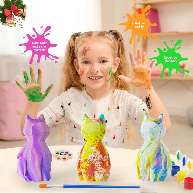 LBOLYUMEG Paint Your Own Cat Lamp Kit, Art Supplies Arts and Crafts for Kids Ages 8-12,Crafts for Girls 8-12,Night Light Kids Crafts Ages 4-8, Birthday Easter Gift for Girls Boys Age 3 4 5 6 7 8+(Cat)