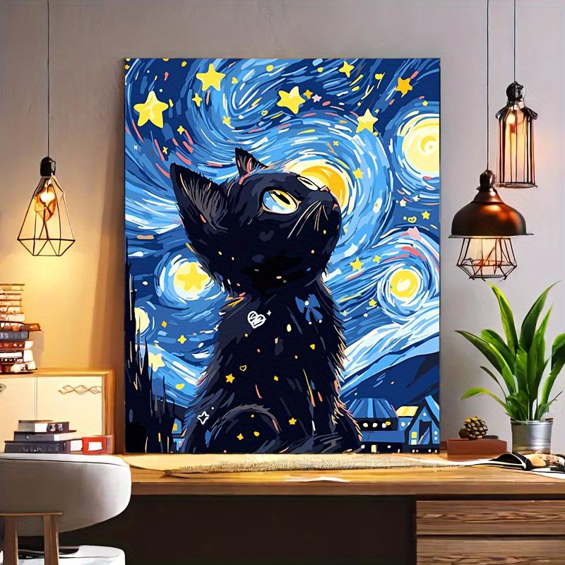 Starry Night Cat DIY Paint-by-Numbers Kit for Adults - 16x20