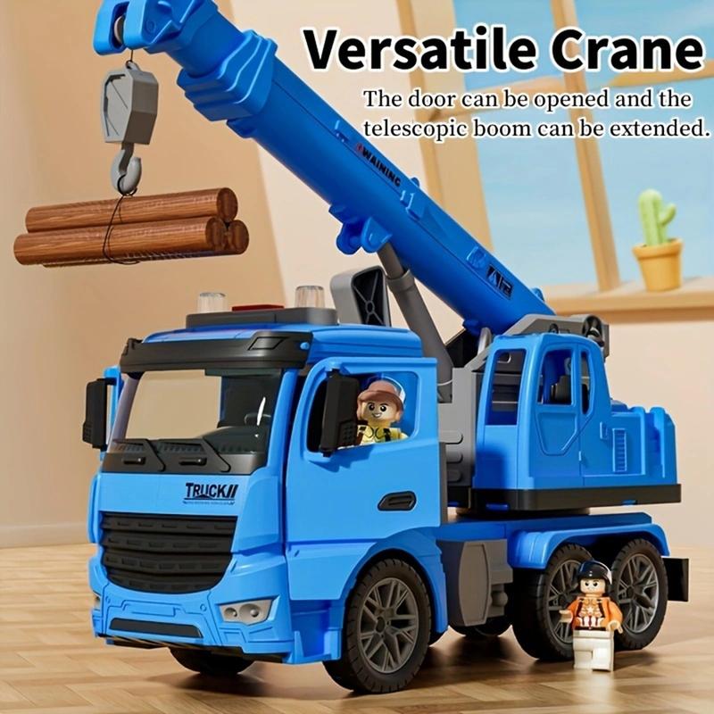 Toys for 3 year old boys and girls kids, construction toy crane truck lights and sounds. Big trailer toy truck with hooks for kids  yellow