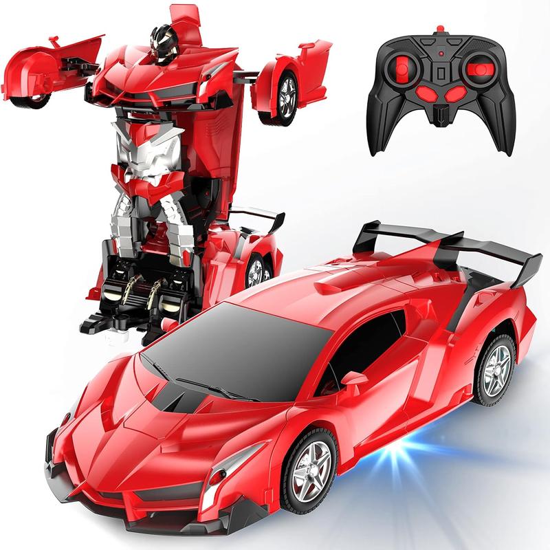 Remote Control Car, Transform Robot RC Car for Kids, 2.4Ghz 1:18 Scale Model Racing Car with One-Button Deformation, 360Drifting, Transforming Robot Car Toy Gift for Boys and Girls(Red)