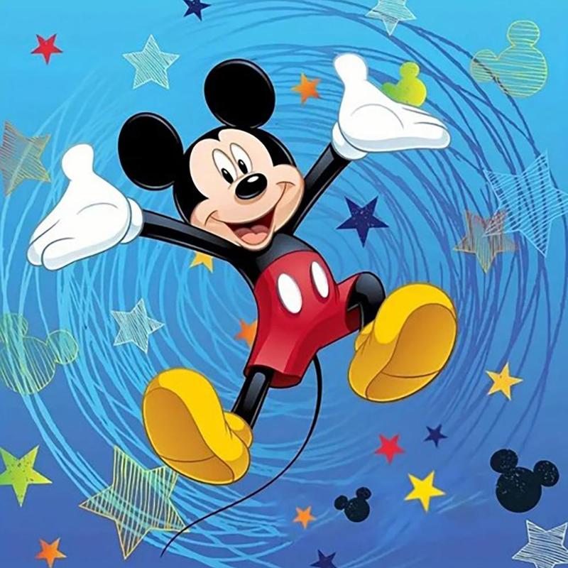 Mickey Mouse Pattern Diamond Arts Colorful Painting Kit, DIY 5D Diamond Arts Pictures without Frame, Cartoon Wall Art Decorations