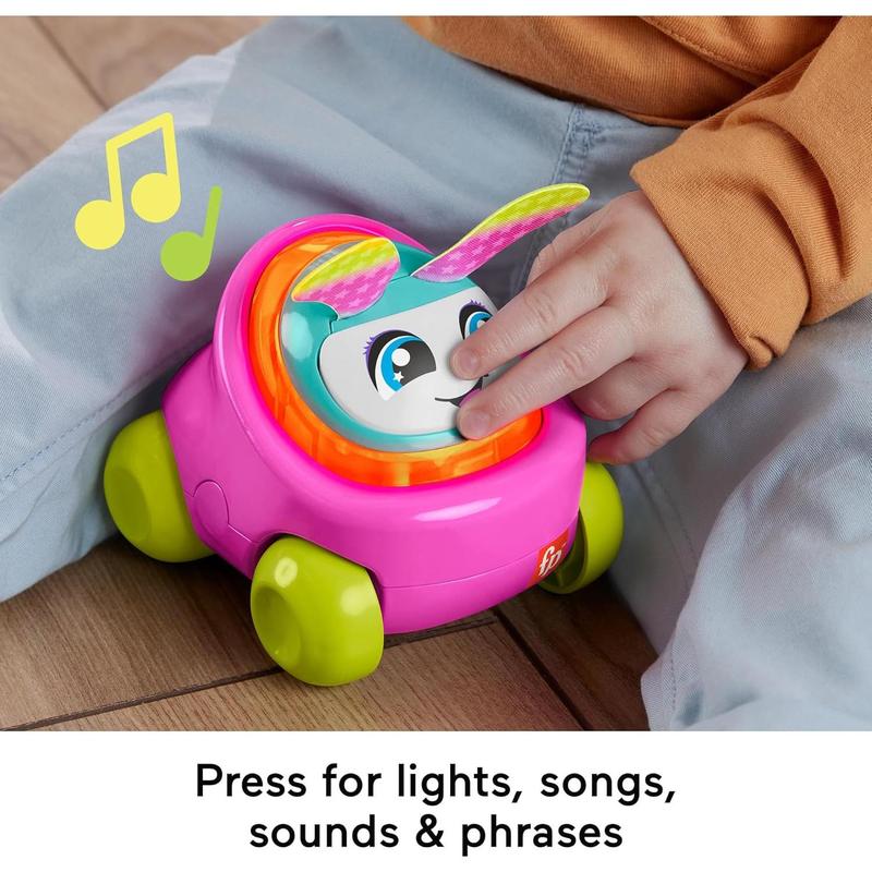 Fisher-Price Baby Learning Toy DJ Buggy Pink Push-Along Car with Music & Lights for Crawling Play for Infants Ages 9+ Months