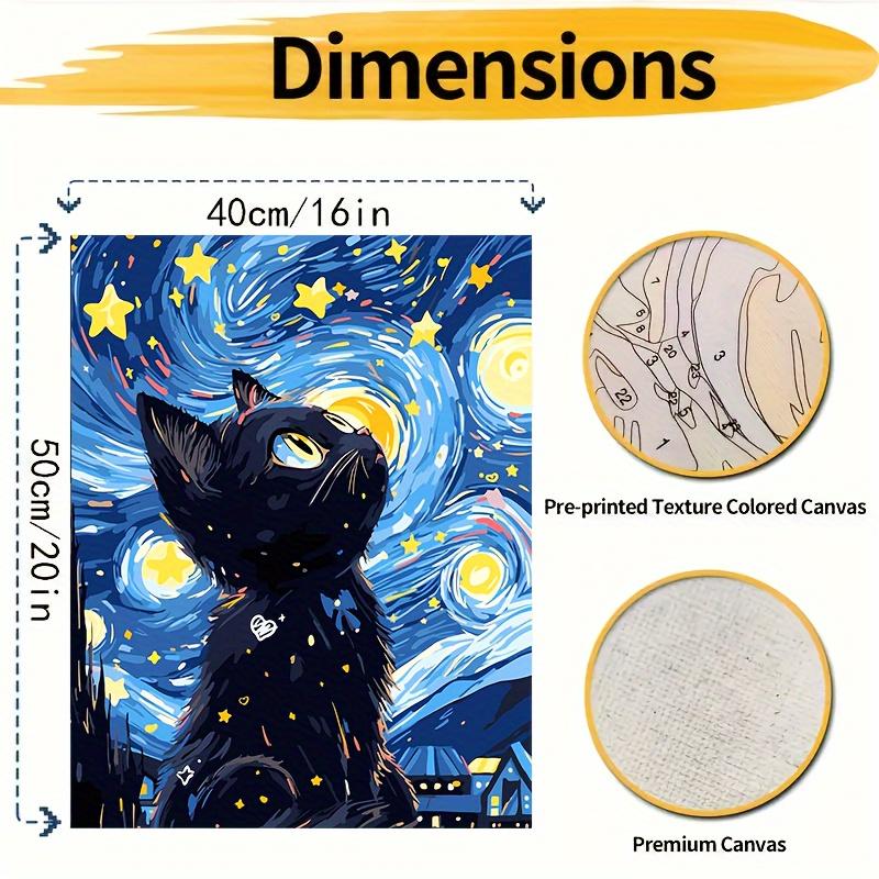 Starry Night Cat DIY Paint-by-Numbers Kit for Adults - 16x20