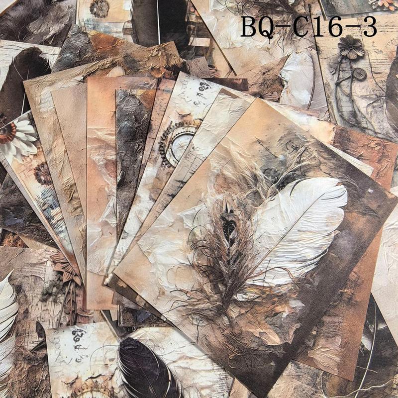 Vintage Feather Design Paper Sheets, 30 Sheets Scrapbooking & Stamping Decorative Paper Materials, DIY Decorative Supplies