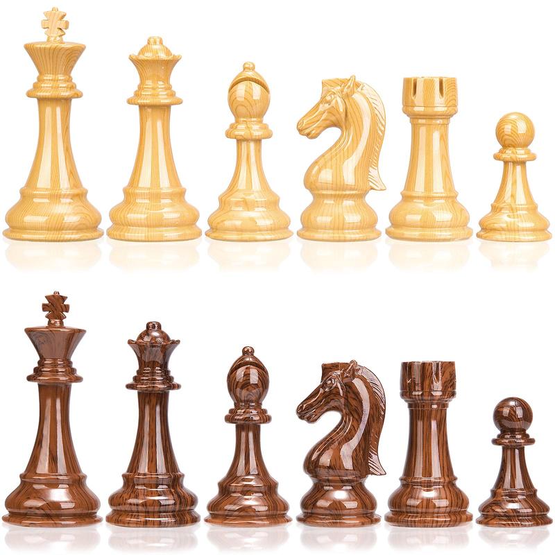 AMEROUS High Polymer Weighted Chess Pieces with 4.25'' King - 2 Extra Queens - Gift Package, Standard Tournament Chessmen for Chess Board or Replacement of Missing Pieces (Chess Pieces Only)