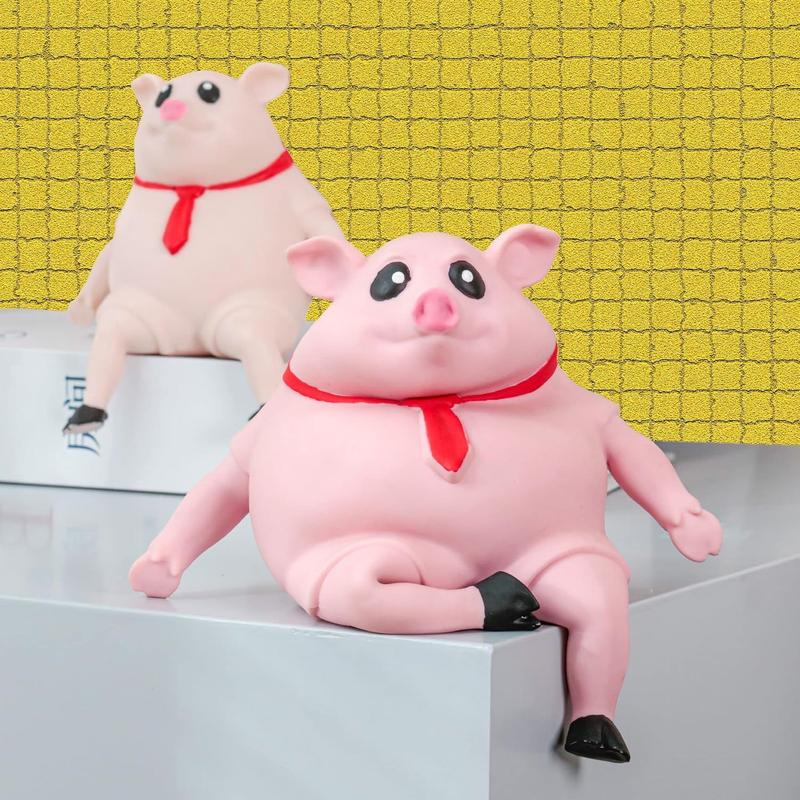 Stretchy Glue-Sand Filled Rubber Pig, Latex Piglet Soft Decompression Doll Toy, Animal High-Elastic Stretchable Decompression, Decompression Toy for Adults and ren (Pig-S)