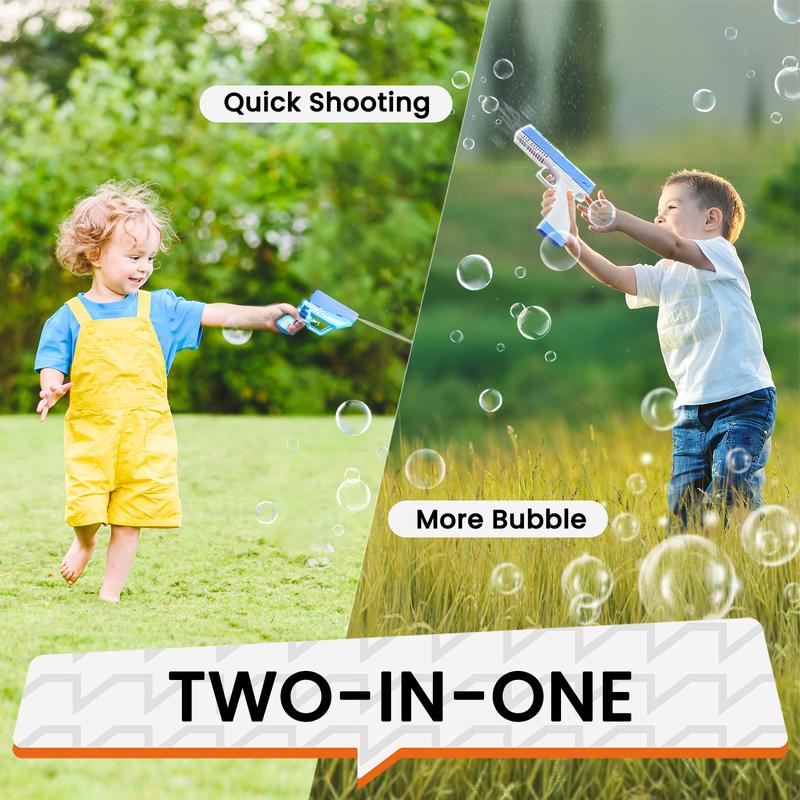 2 in 1 Bubble Machine Gun with Lights & Bubble Solution，Bubble Blaster Gun for Wedding Birthday Party, Outdoor Toys Gifts for Boys Girls (Blue),Christmas Gift For Kids,Bubble Gun - Water Gun for Kids