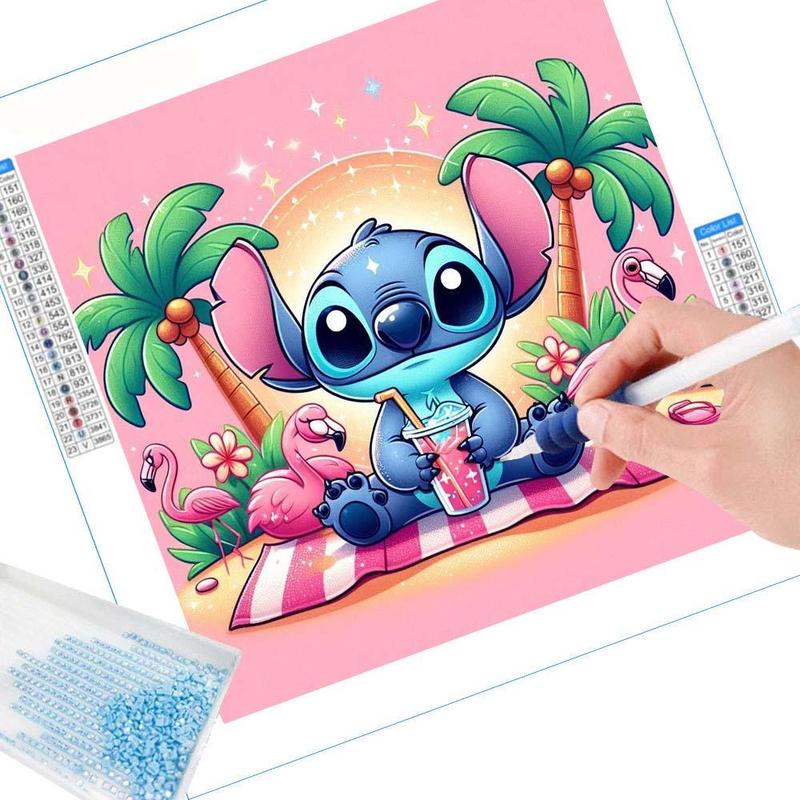 DIY Artificial Rhinestones Arts Painting Kit Without Frame, Stitch And Flamingo Pattern DIY Painting, Handmade Craft Art Decoration