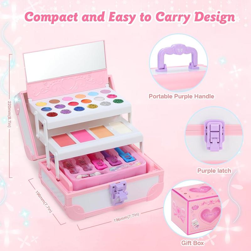 Christmas Kids Makeup Kit for Girl-Kids Makeup Kit Toys for Girls, Play Real Makeup Girls Toys, Washable Make Up for Little Girls