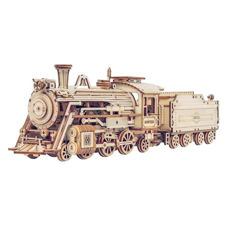 ROKR 3D Wooden Puzzle for Adults-Mechanical Train Model Kits-Brain Teaser Puzzles-Vehicle Building Kits-Unique Gift for Kids on Birthday Christmas Day(1:80 Scale)(MC501-Prime Steam Express)