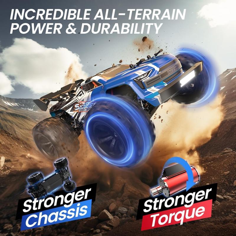 DEERC H16E Brushless Extreme High Speed RC Truck, Max 70kph, 1:16 4X4 RTR Fast RC Cars, All Terrains RC Monster Truck, Off Road Hobby Electric Vehicle Gift for , 2 Li-po Batteries